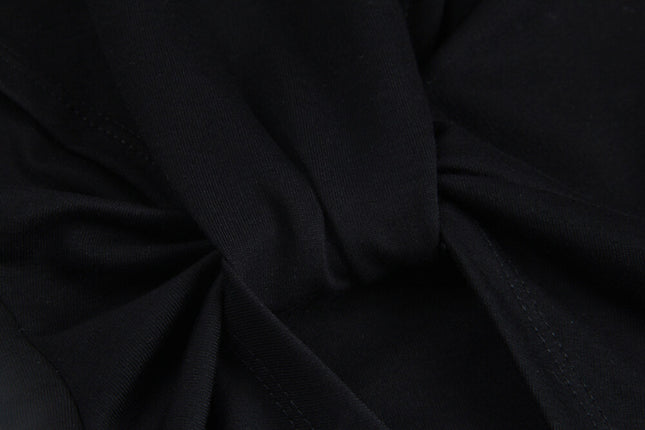 Crew-Neck Flutter-Sleeve Knot-Hem Side-Slit Tee