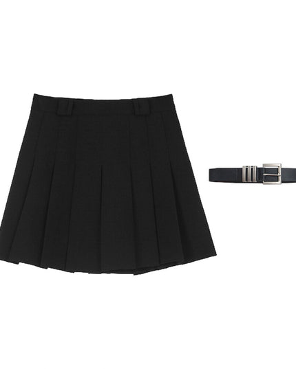 High-Waist Slimming A-Line JK Pleated Mini Skirt