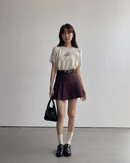 High-Waist Slimming A-Line JK Pleated Mini Skirt
