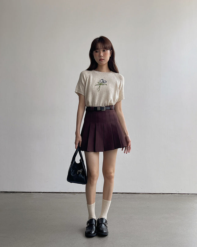 High-Waist Slimming A-Line JK Pleated Mini Skirt