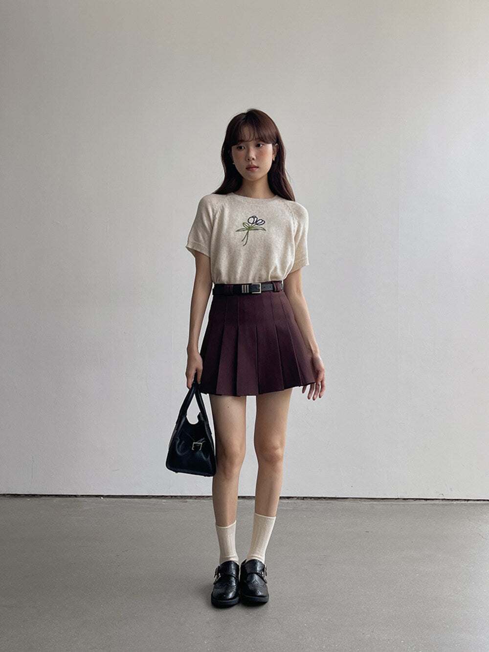 High-Waist Slimming A-Line JK Pleated Mini Skirt