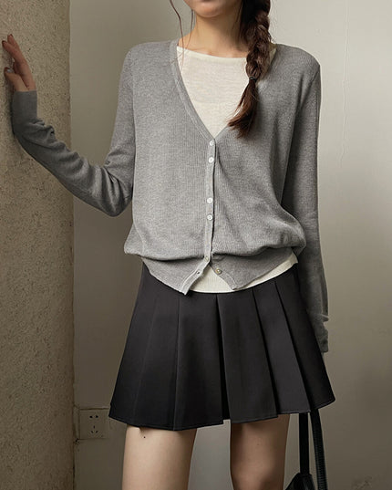 High-Waist Slimming A-Line JK Pleated Mini Skirt