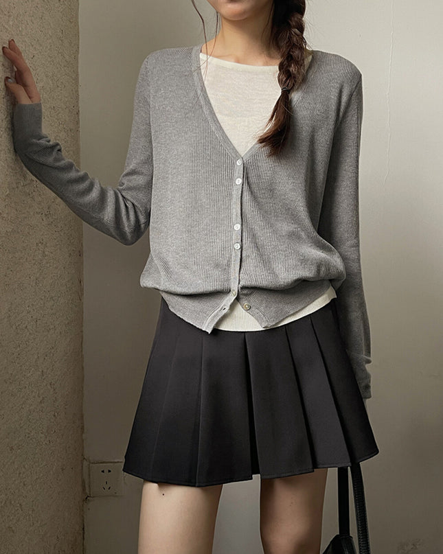 High-Waist Slimming A-Line JK Pleated Mini Skirt
