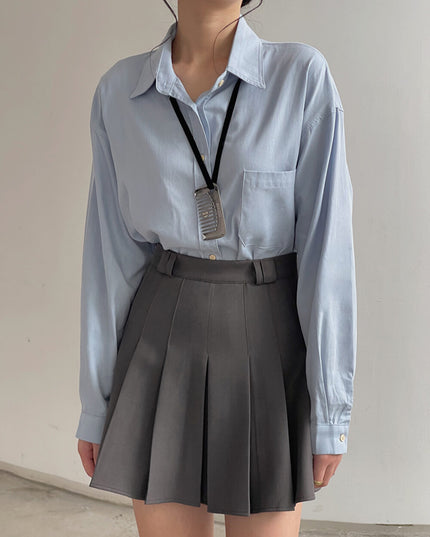 High-Waist Slimming A-Line JK Pleated Mini Skirt