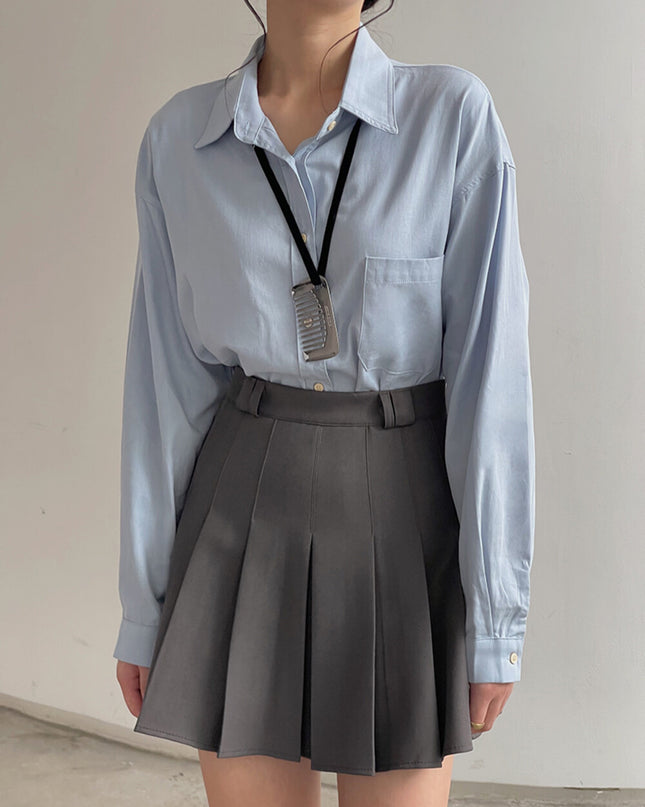 High-Waist Slimming A-Line JK Pleated Mini Skirt