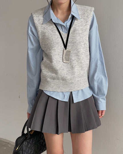 High-Waist Slimming A-Line JK Pleated Mini Skirt