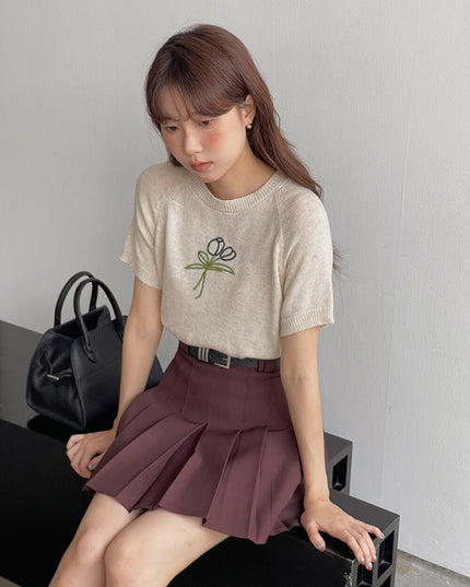 High-Waist Slimming A-Line JK Pleated Mini Skirt
