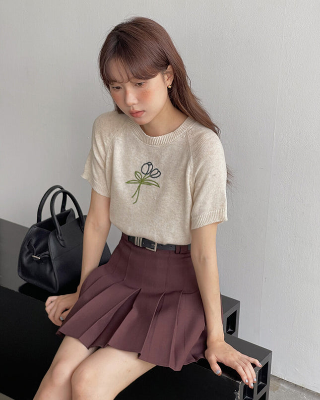 High-Waist Slimming A-Line JK Pleated Mini Skirt