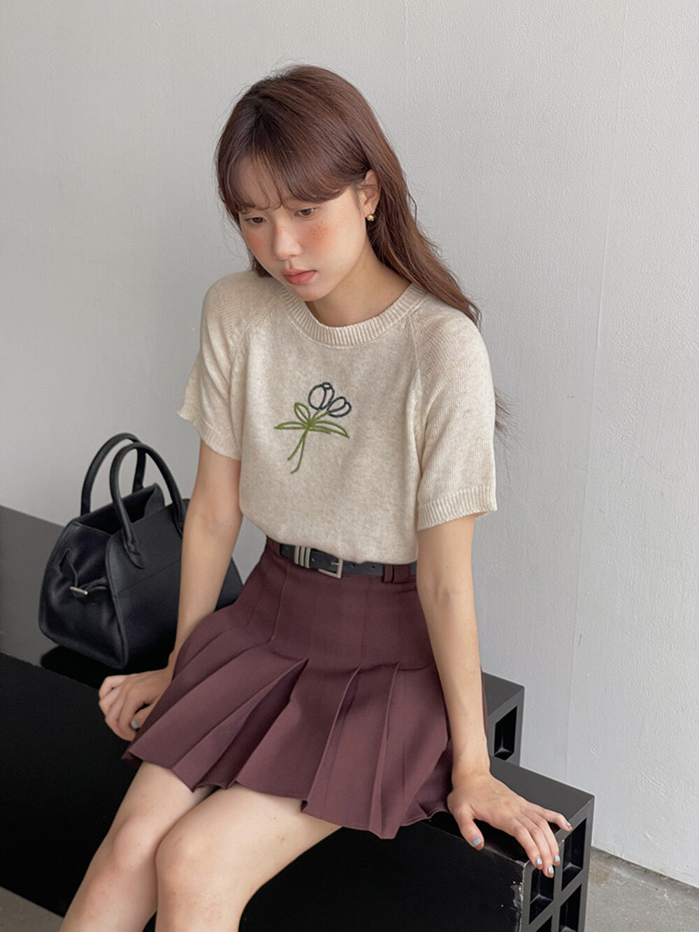 High-Waist Slimming A-Line JK Pleated Mini Skirt