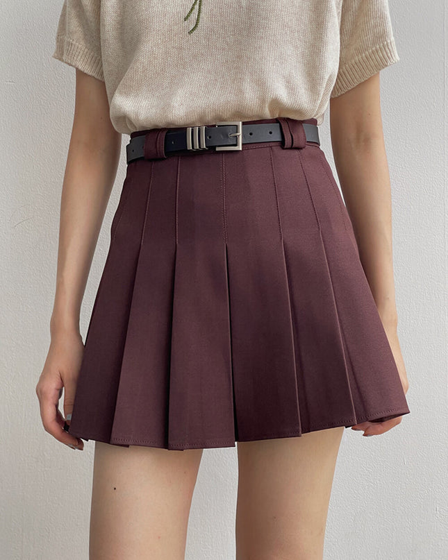 High-Waist Slimming A-Line JK Pleated Mini Skirt