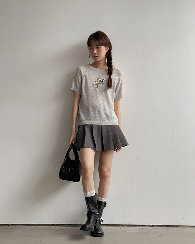 High-Waist Slimming A-Line JK Pleated Mini Skirt