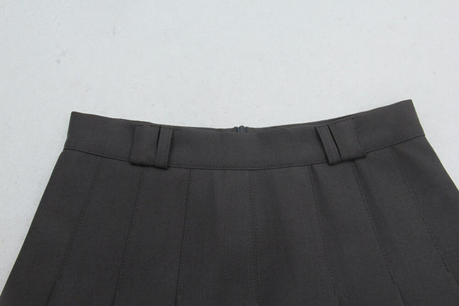 High-Waist Slimming A-Line JK Pleated Mini Skirt