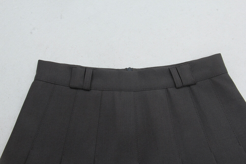 High-Waist Slimming A-Line JK Pleated Mini Skirt