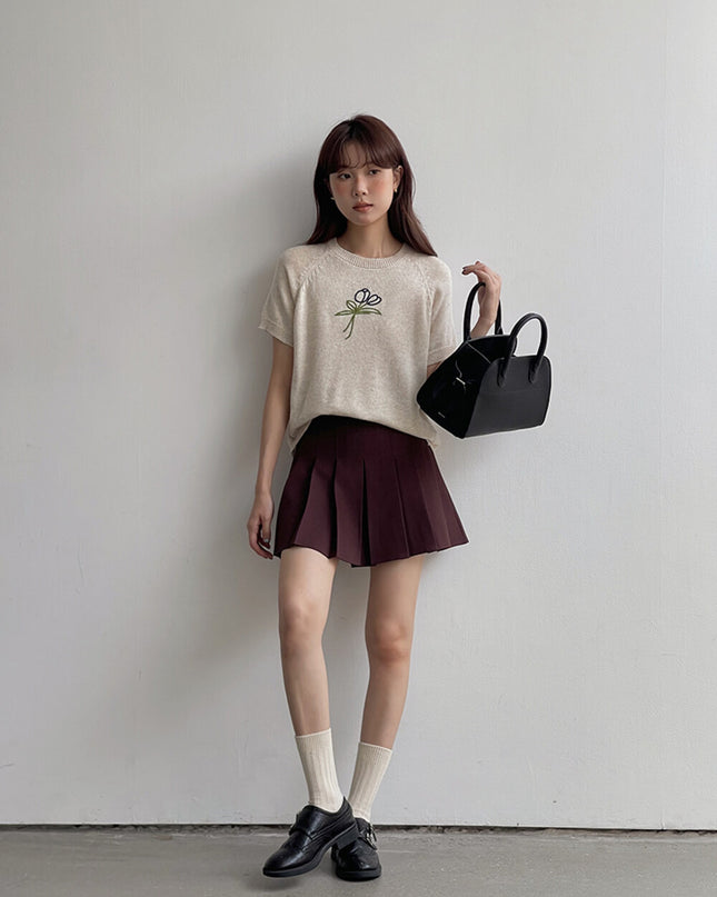 High-Waist Slimming A-Line JK Pleated Mini Skirt