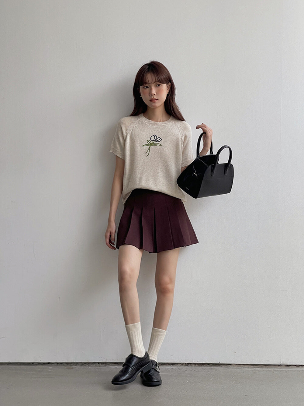 High-Waist Slimming A-Line JK Pleated Mini Skirt