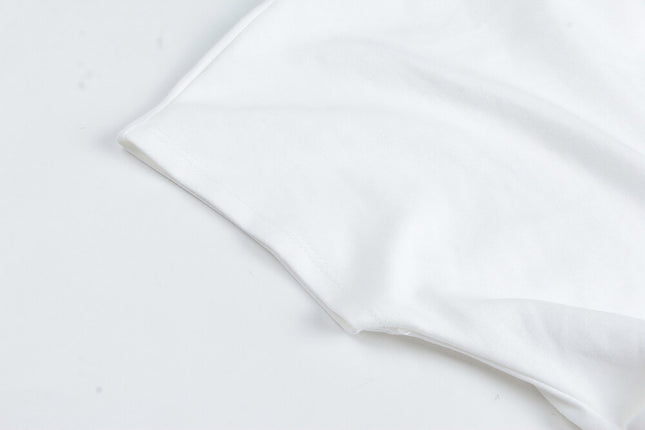 French Off-Shoulder Ruched Waist Short-Sleeve Tee