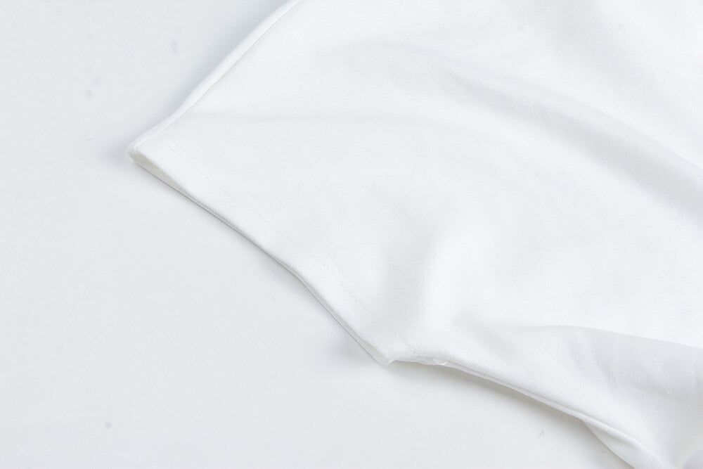 French Off-Shoulder Ruched Waist Short-Sleeve Tee