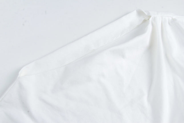 French Off-Shoulder Ruched Waist Short-Sleeve Tee