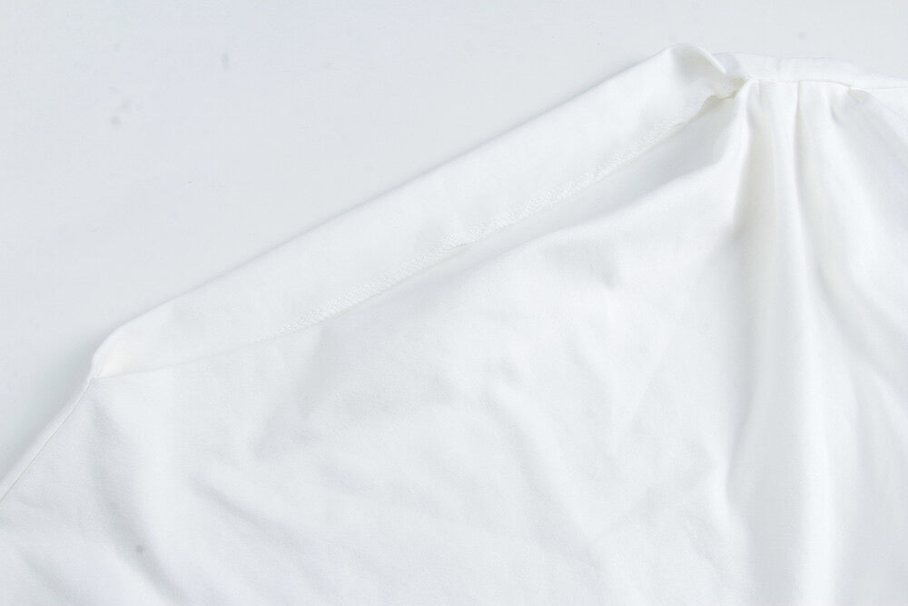 French Off-Shoulder Ruched Waist Short-Sleeve Tee