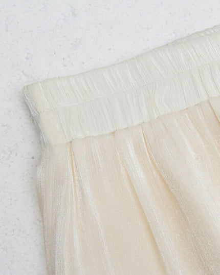 High-Waist Relaxed Wide-Leg Sheer Chiffon Pants