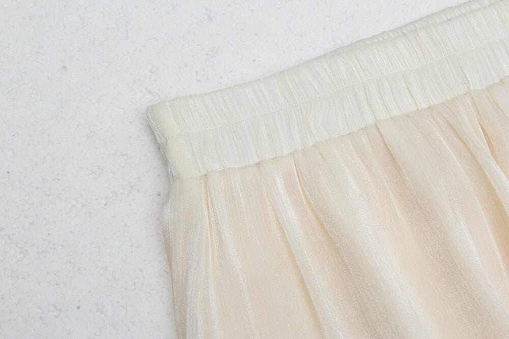 High-Waist Relaxed Wide-Leg Sheer Chiffon Pants