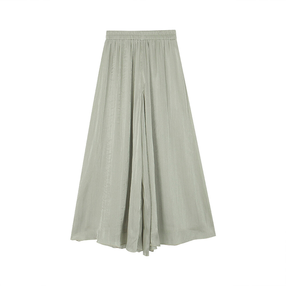 High-Waist Relaxed Wide-Leg Sheer Chiffon Pants
