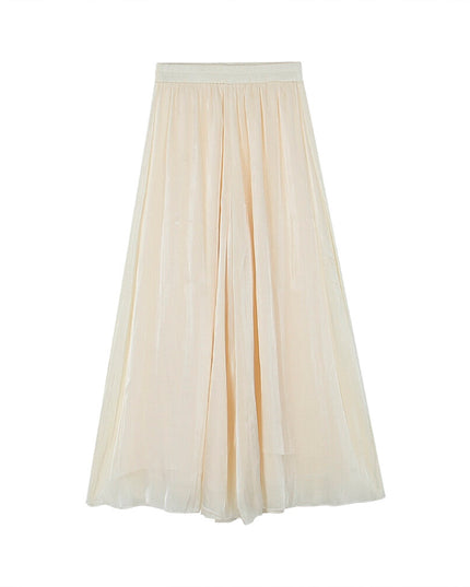 High-Waist Relaxed Wide-Leg Sheer Chiffon Pants