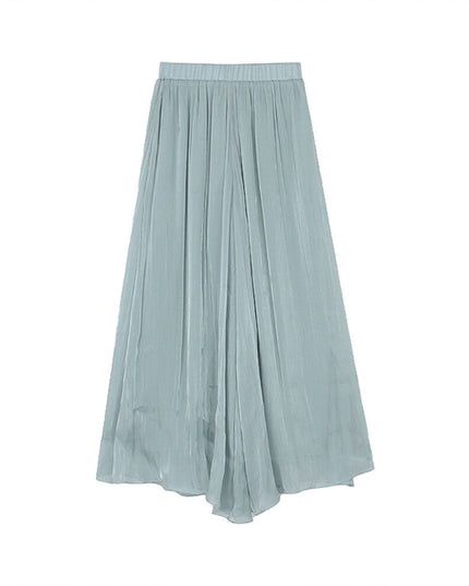 High-Waist Relaxed Wide-Leg Sheer Chiffon Pants