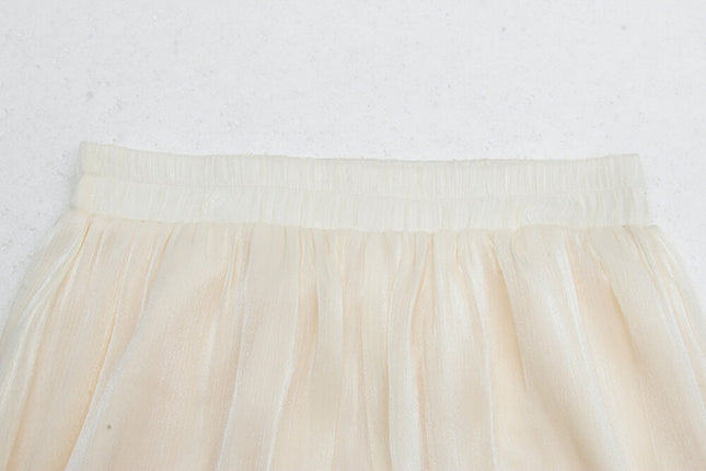 High-Waist Relaxed Wide-Leg Sheer Chiffon Pants