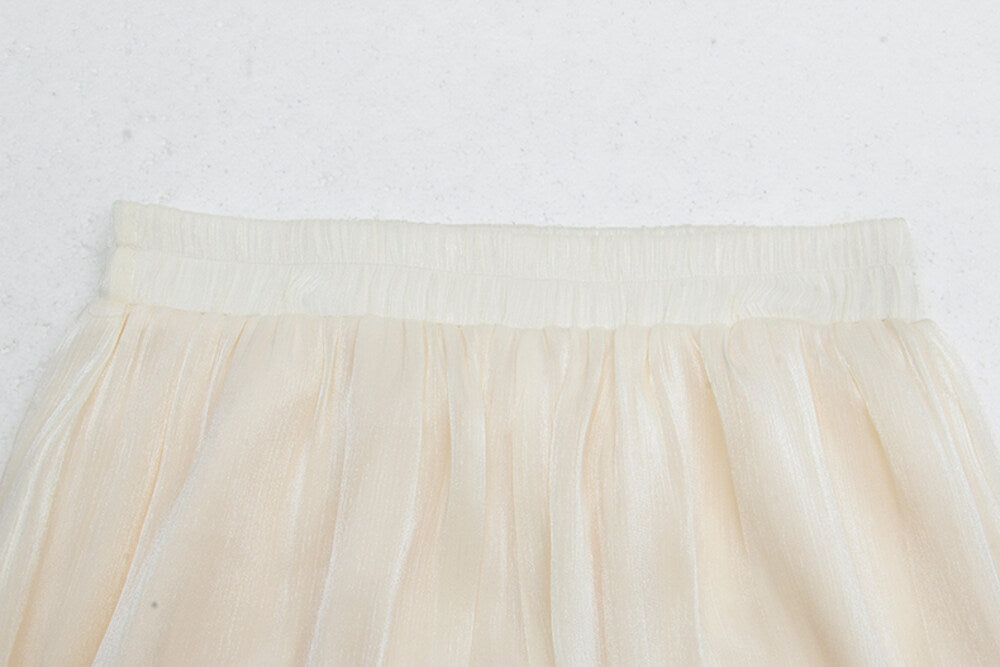High-Waist Relaxed Wide-Leg Sheer Chiffon Pants