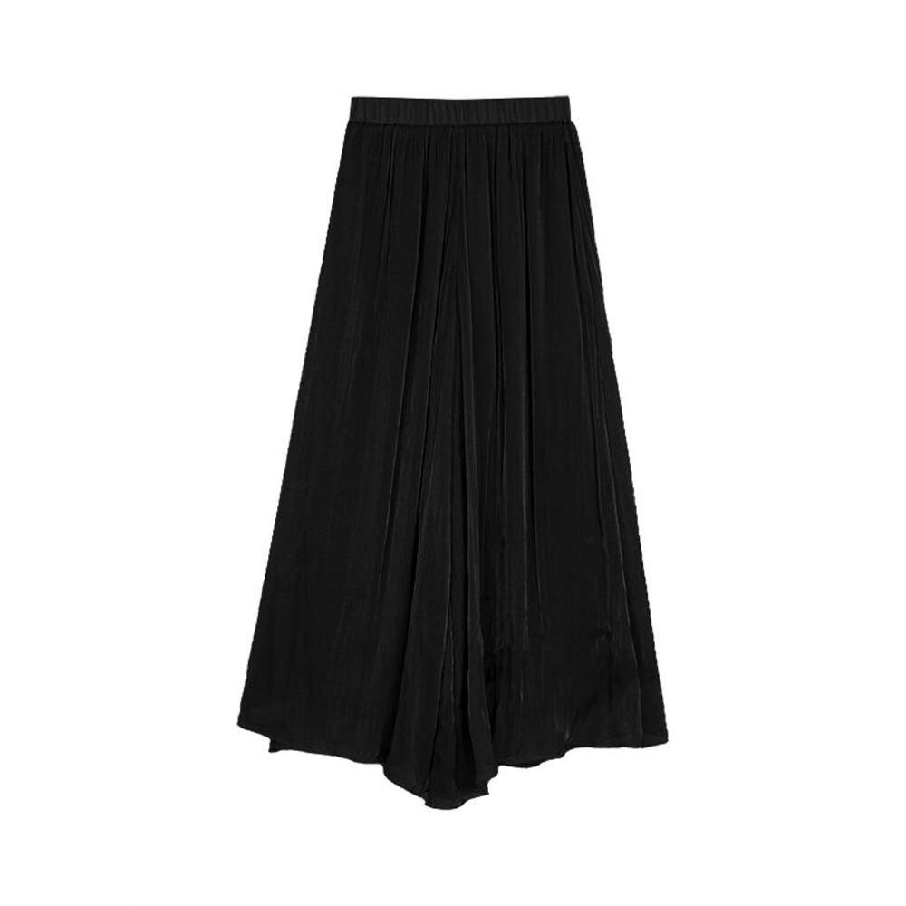 High-Waist Relaxed Wide-Leg Sheer Chiffon Pants