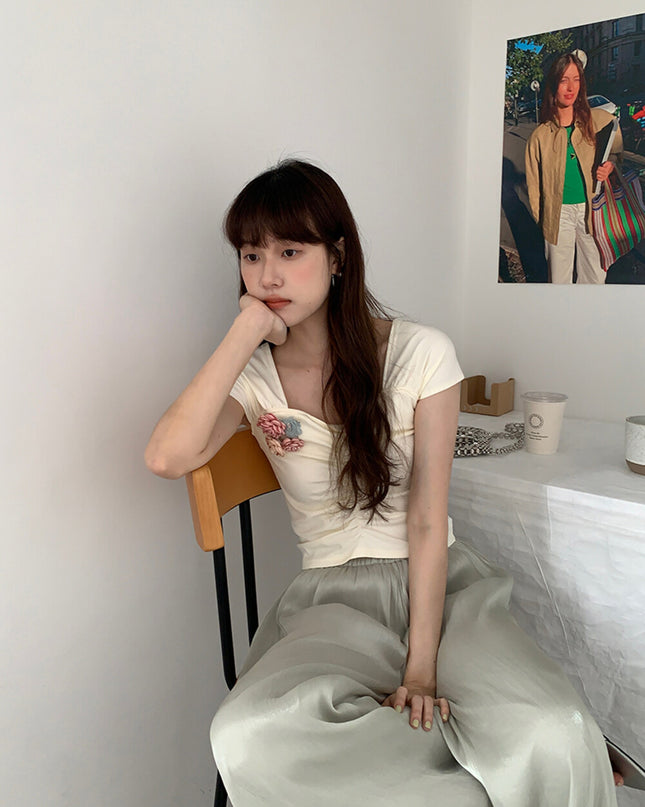 High-Waist Relaxed Wide-Leg Sheer Chiffon Pants