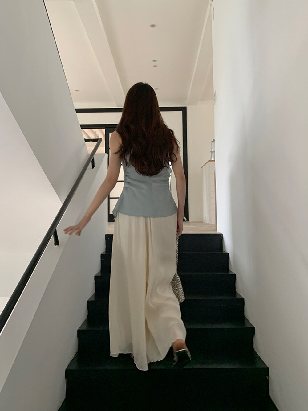 High-Waist Relaxed Wide-Leg Sheer Chiffon Pants