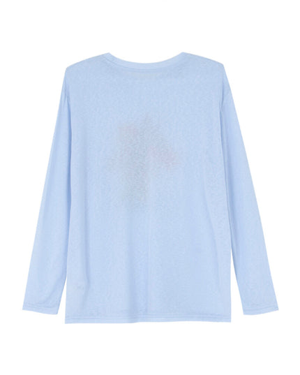 Cartoon Print Long-Sleeve Loose Summer Sun-Protective Tee