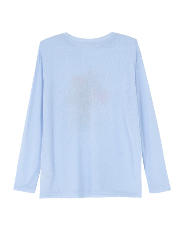 Cartoon Print Long-Sleeve Loose Summer Sun-Protective Tee
