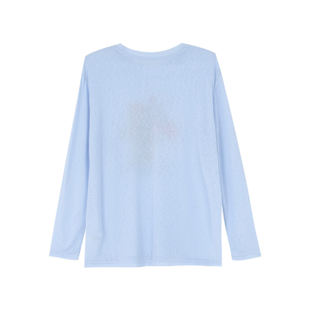 Cartoon Print Long-Sleeve Loose Summer Sun-Protective Tee