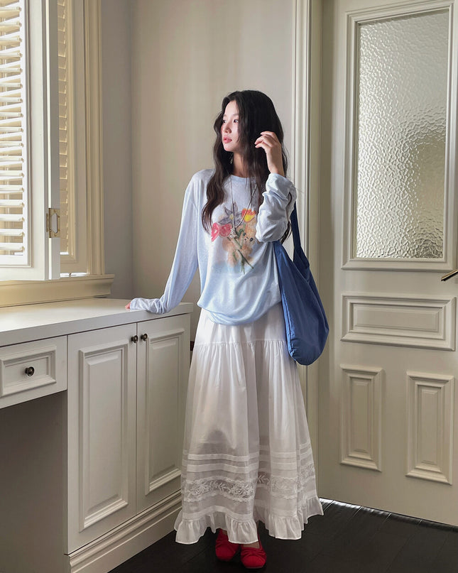 Cartoon Print Long-Sleeve Loose Summer Sun-Protective Tee