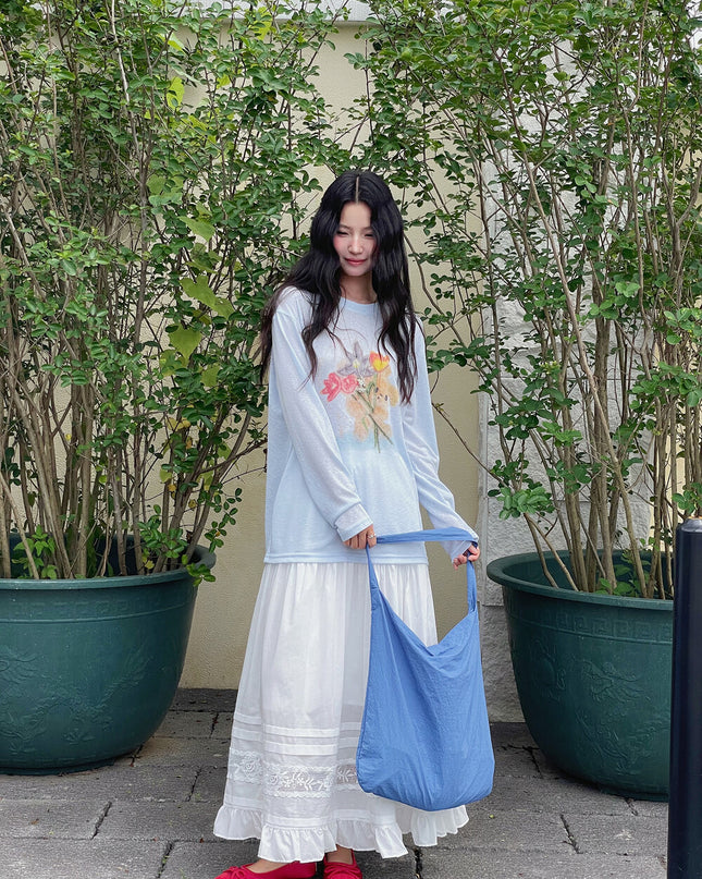 Cartoon Print Long-Sleeve Loose Summer Sun-Protective Tee