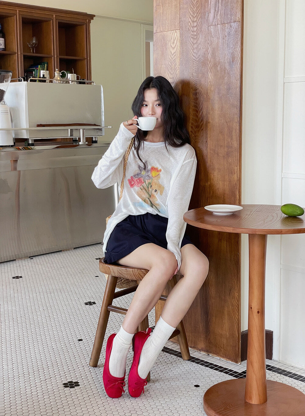 Cartoon Print Long-Sleeve Loose Summer Sun-Protective Tee