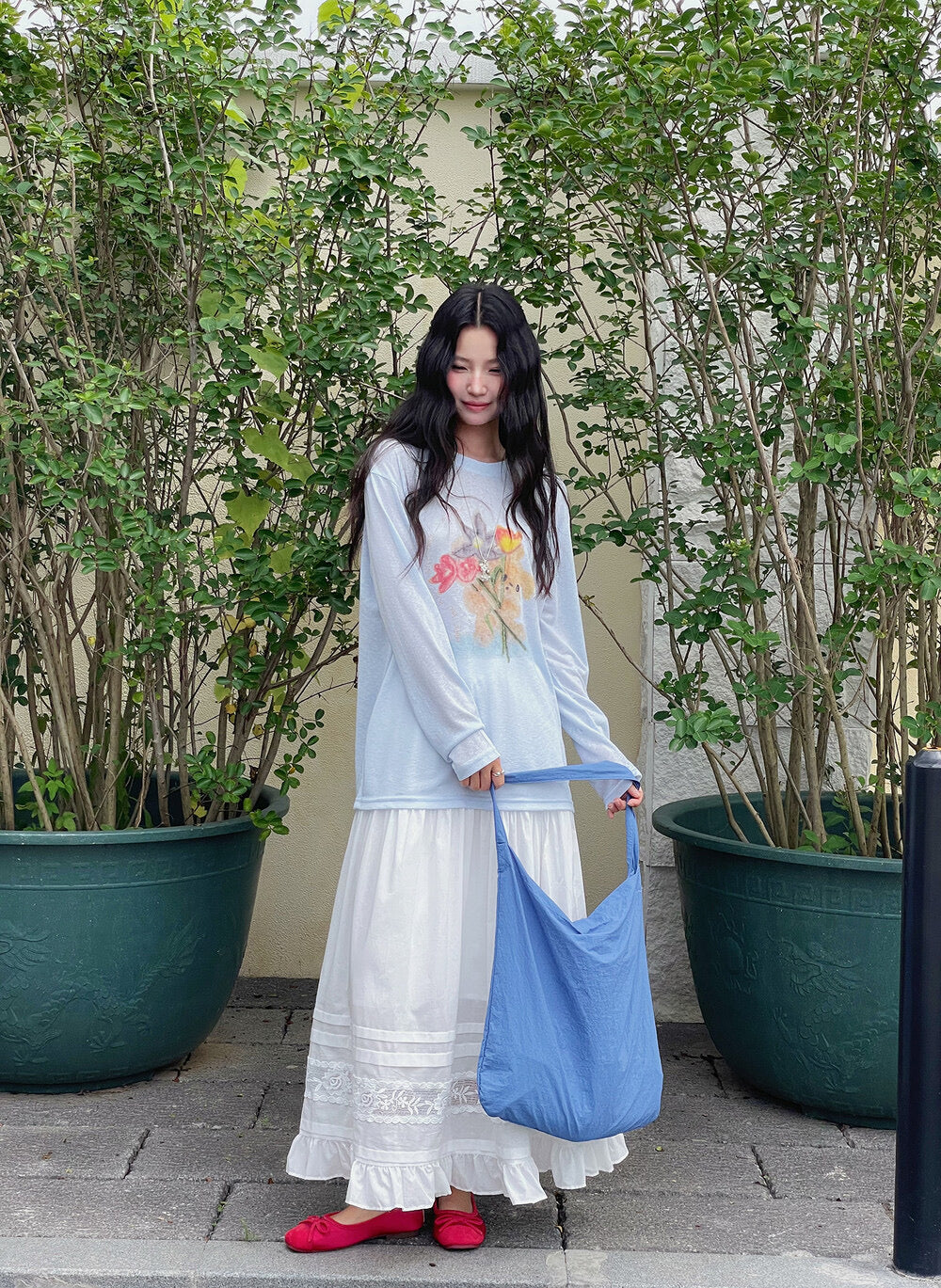 Cartoon Print Long-Sleeve Loose Summer Sun-Protective Tee