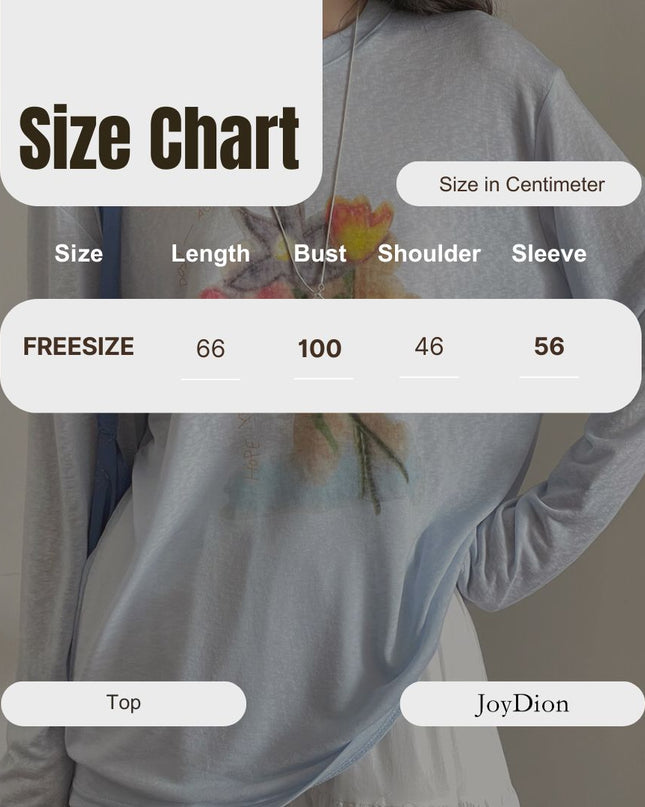 Cartoon Print Long-Sleeve Loose Summer Sun-Protective Tee