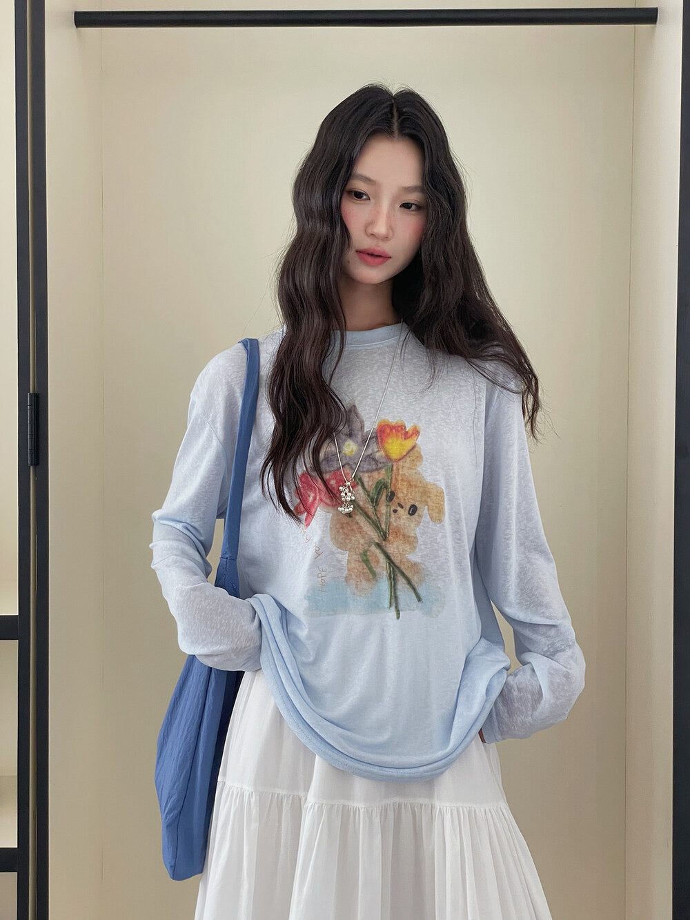 Cartoon Print Long-Sleeve Loose Summer Sun-Protective Tee