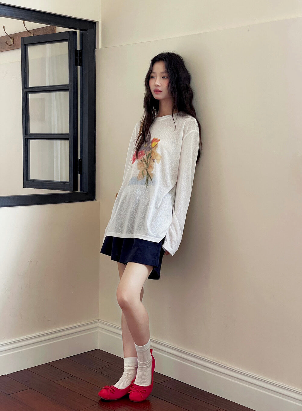 Cartoon Print Long-Sleeve Loose Summer Sun-Protective Tee