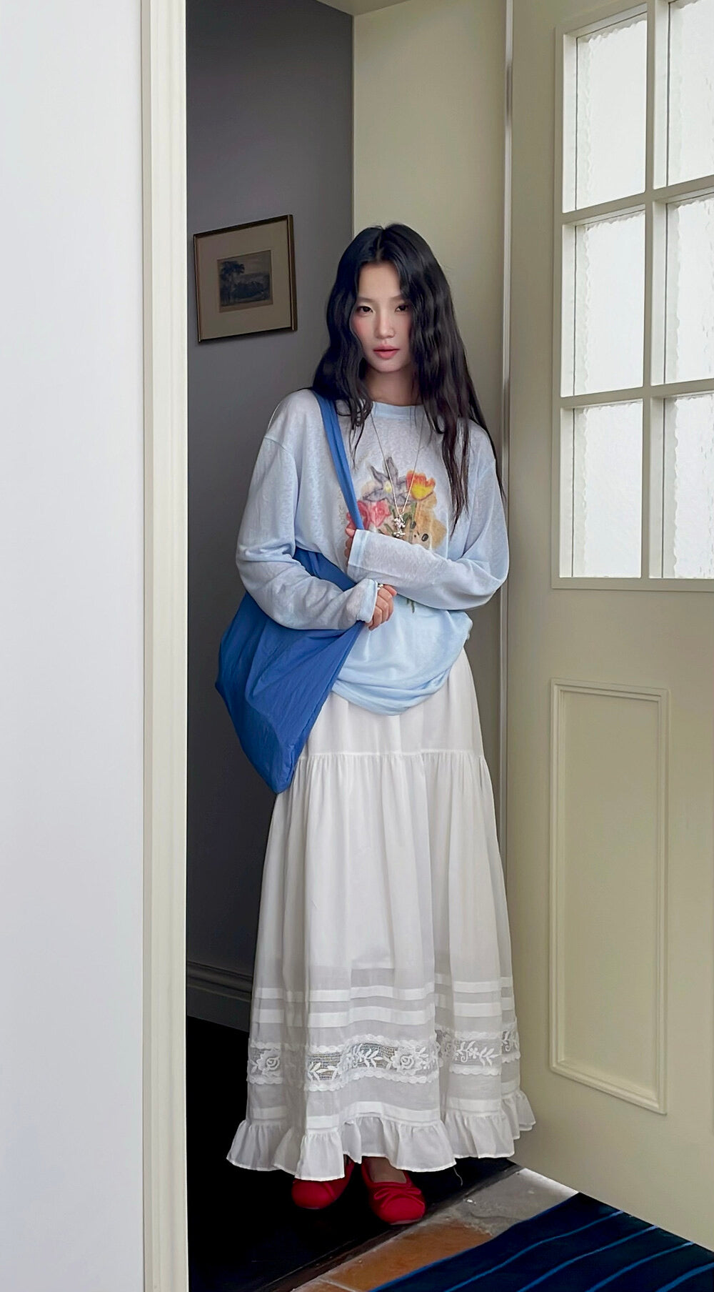 Cartoon Print Long-Sleeve Loose Summer Sun-Protective Tee