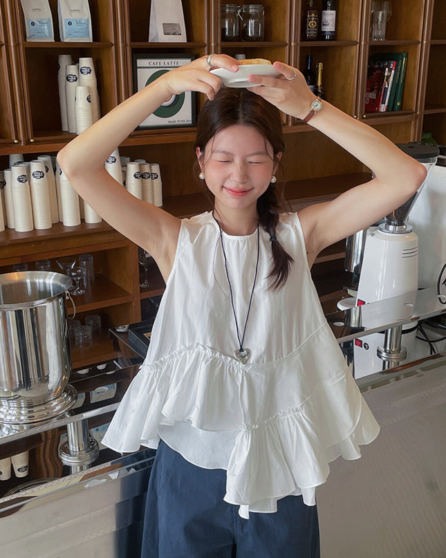 Ruffle Asymmetrical Peplum Tank