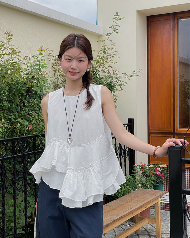 Ruffle Asymmetrical Peplum Tank