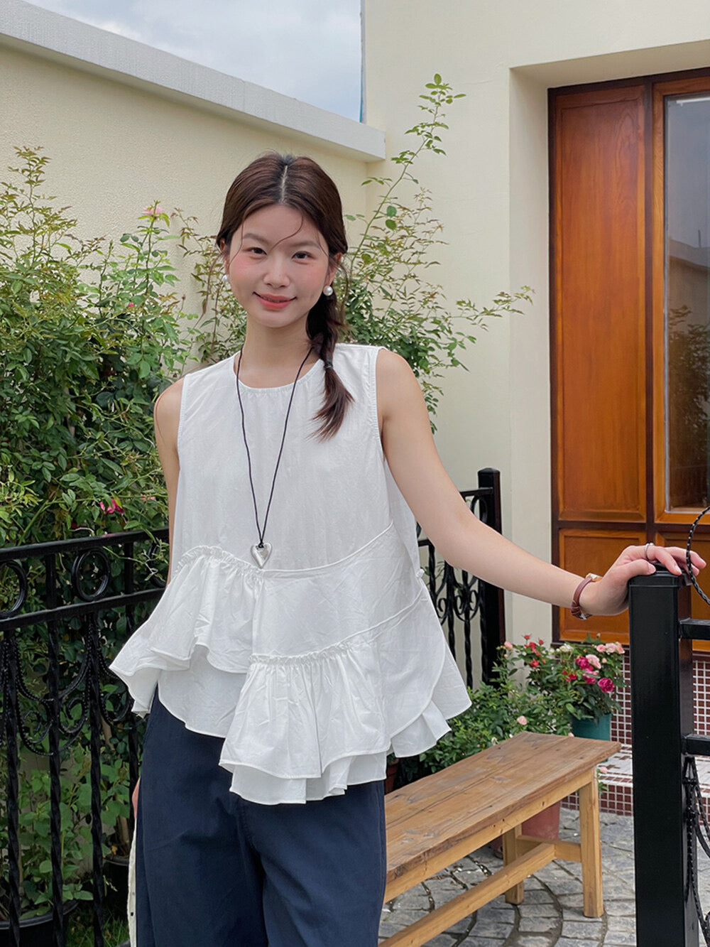 Ruffle Asymmetrical Peplum Tank
