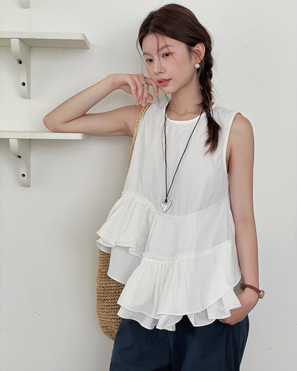 Ruffle Asymmetrical Peplum Tank