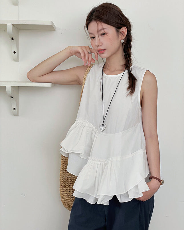 Ruffle Asymmetrical Peplum Tank