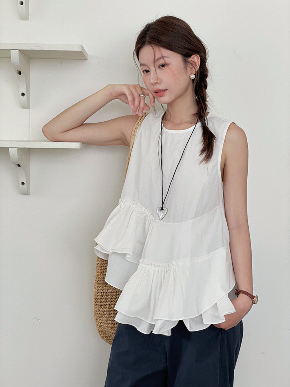 Ruffle Asymmetrical Peplum Tank